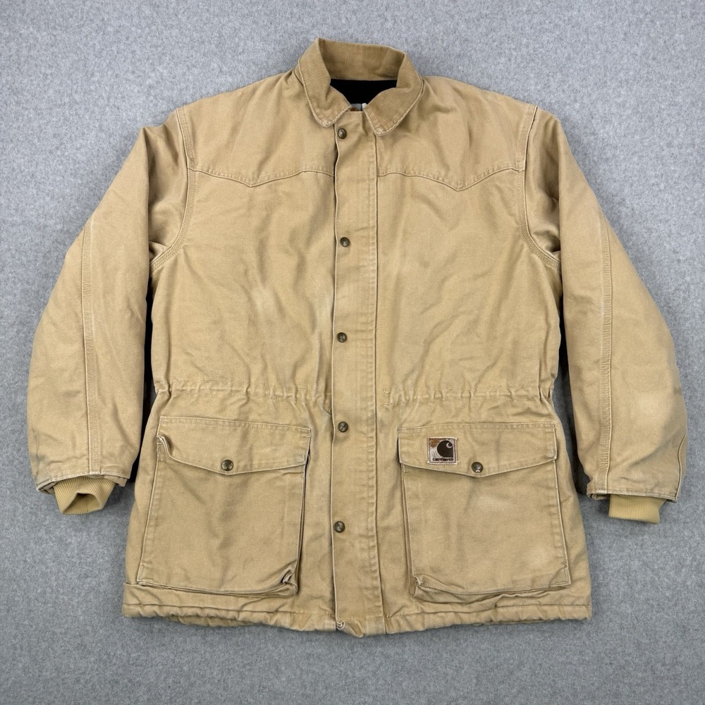 Vintage Carhartt Jacket Mens Medium Quilt Lined Duck Canvas Chore C08 USA Made
